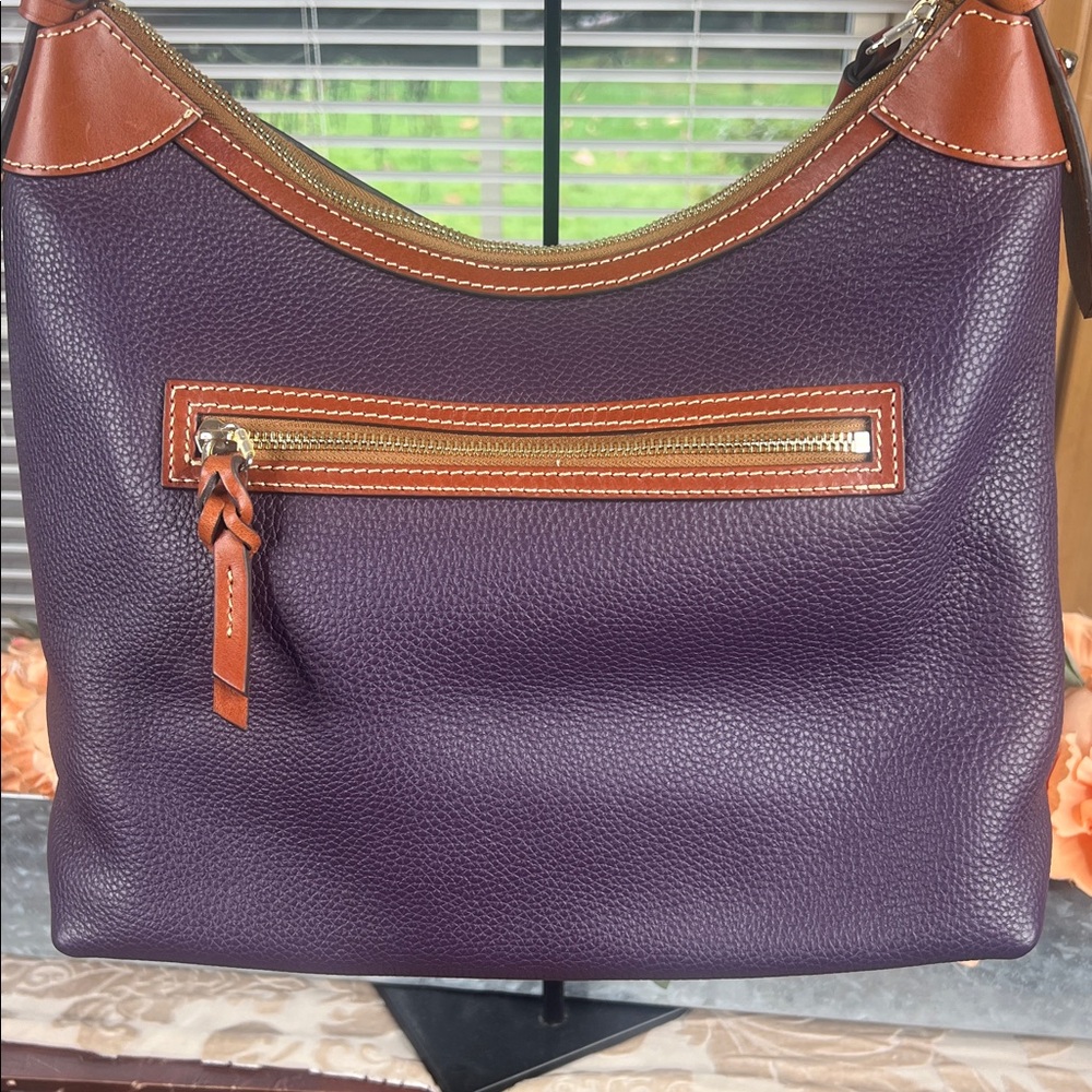 Dooney & Bourke Pebbled Leather Hobo Shoulder Bag Plum Wine Purple - Picture 5 of 14